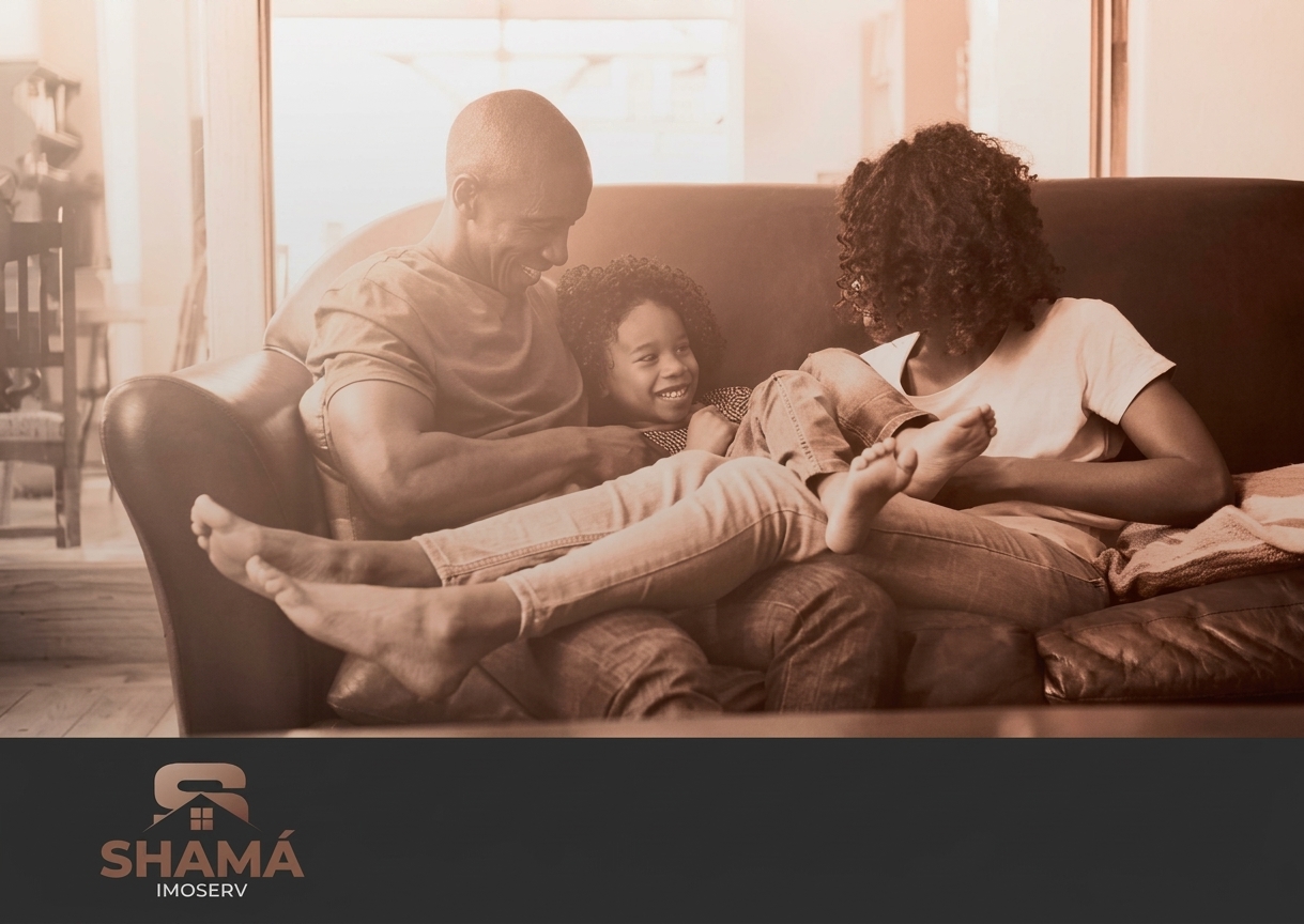 Família num ambiente acolhedor em casa